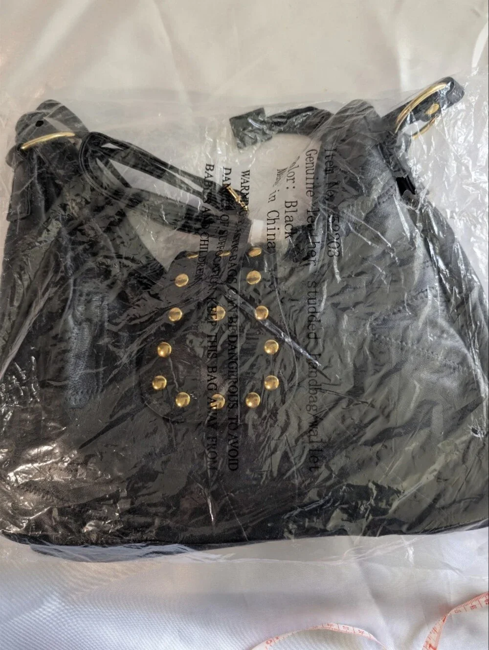 Y2K VTG Deadstock Genuine Patchwork Leather Studded Shoulder Bag Hobo Purse Wall